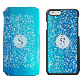 Teal Floral Monogram Incipio iPhone 6 wallet case Incipio Watson™ iPhone 6 Wallet Case