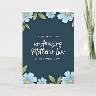 Teal Floral Mother In Law Card