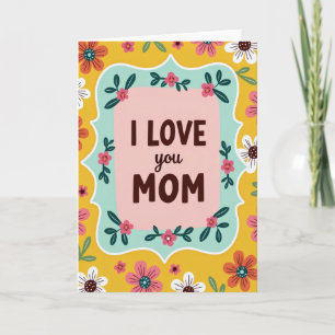 Teal Floral Mothers Love Card