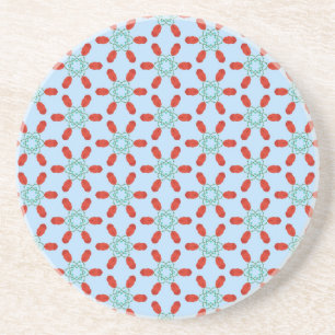 teal floral motifs geometrical pattern design coaster