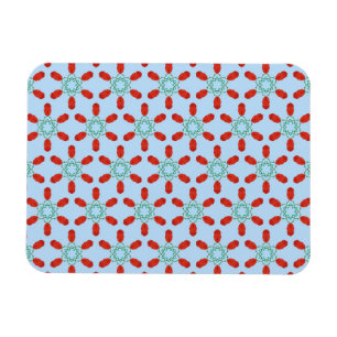 teal floral motifs geometrical pattern design magnet