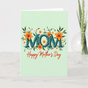 Teal Floral Mum Mothers Day Card