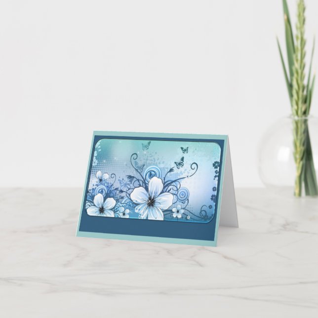 Teal Floral Note Card (Front)