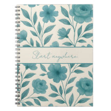 Teal Floral Pattern Inspirational Notebook