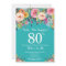 Teal Floral Surprise 80th Birthday Invitation