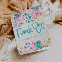 Teal floral watercolor stethoscope nurse thank you