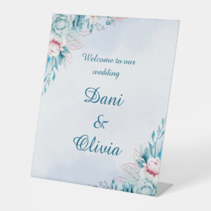 Teal Floral Wedding Welcome Sign