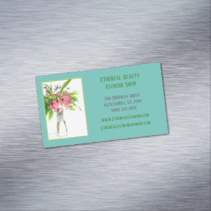 Teal Florist Magnetic Business Card