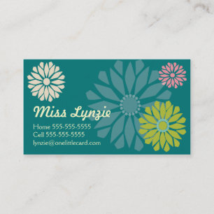 Teal Flower Power Business Cards