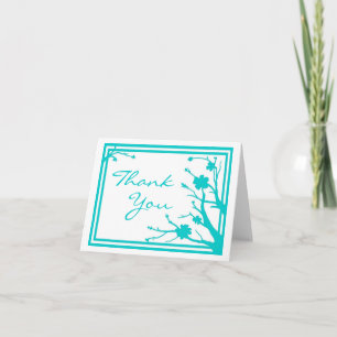 Teal flower theme customisable thank you card