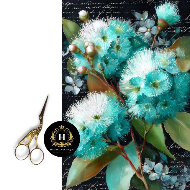 Teal Flowering Gumnut Decoupage Tissue Paper (Creator Uploaded)