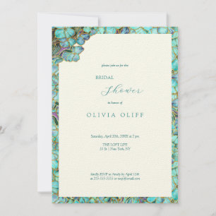 Teal Flowers Bridal Shower Invitation