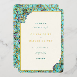 Teal Flowers Wedding Invitation
