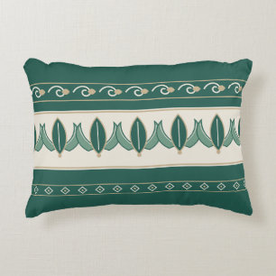 Teal Folk Floral Stripe Decorative Cushion