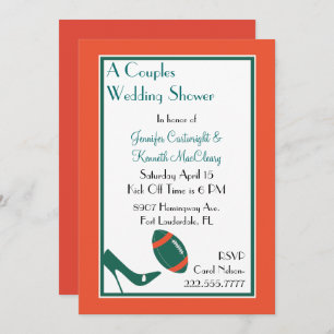 Teal Football Couples Wedding Shower Invitation