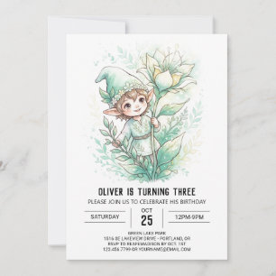 Teal Forest Elf Birthday Invitation