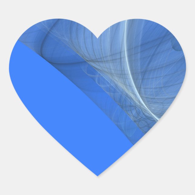 Teal Fractal Background Heart Sticker (Front)