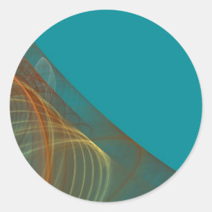 Teal Fractal BackgroundRound Sticker
