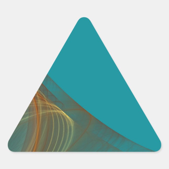 Teal Fractal BackgroundTriangle Sticker (Front)