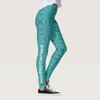 Teal Fractal Design  Leggings