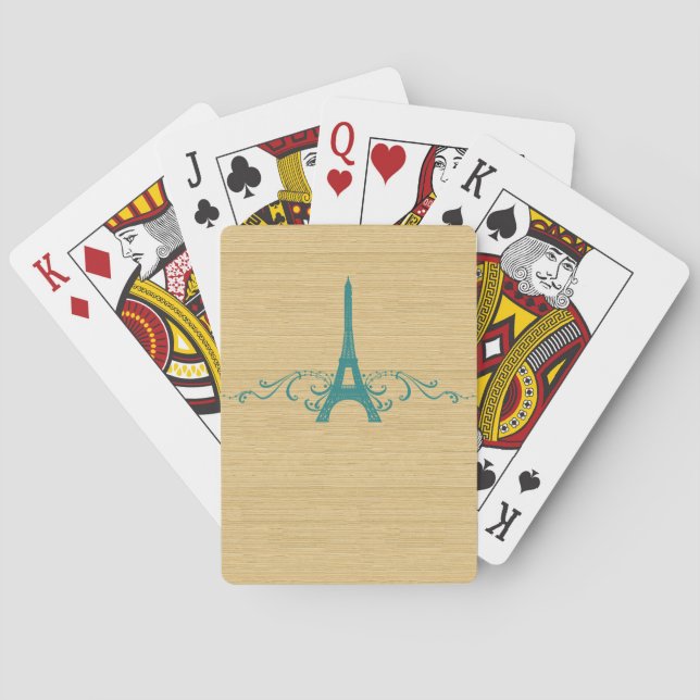Teal French Flourish Playing Cards (Back)