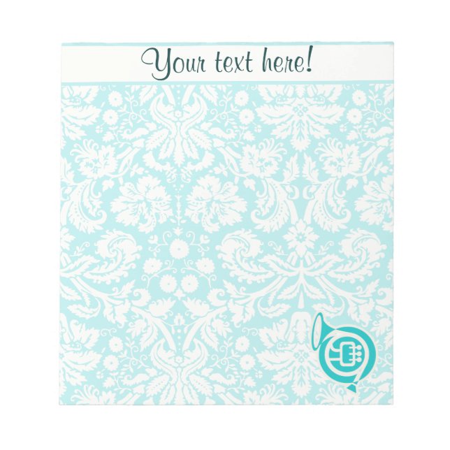 Teal French Horn Notepad (Front)