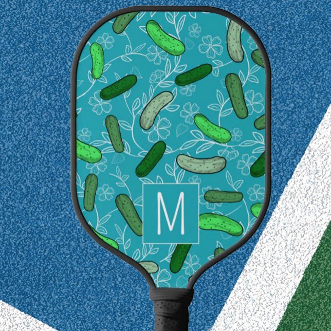 Teal Funny Pickleball Paddle With Custom Monogram (Creator Uploaded)