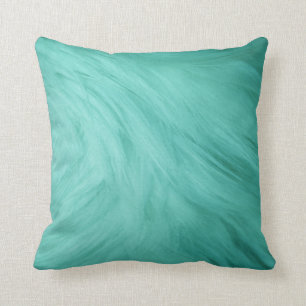 Teal Fur Print Pillow