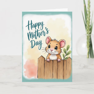 Teal Furry Friend Mothers Day Card