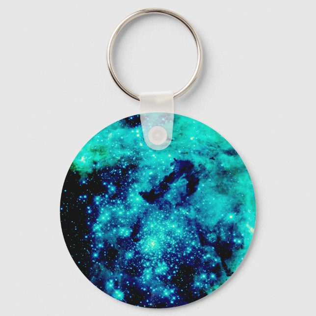 Teal Galaxy Key Ring (Front)