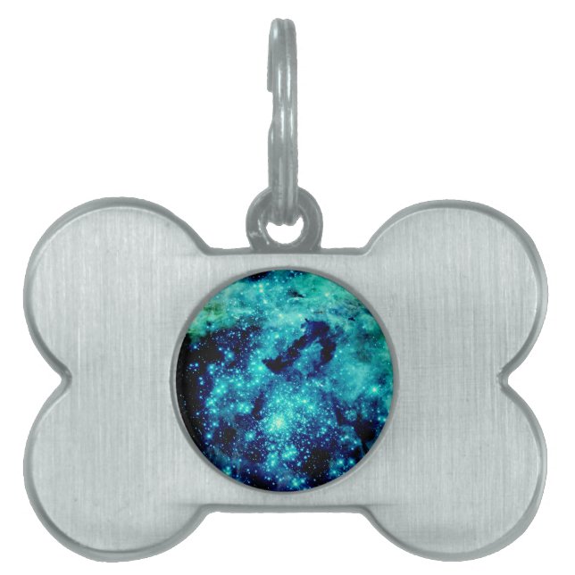 Teal Galaxy Pet ID Tag (Front)