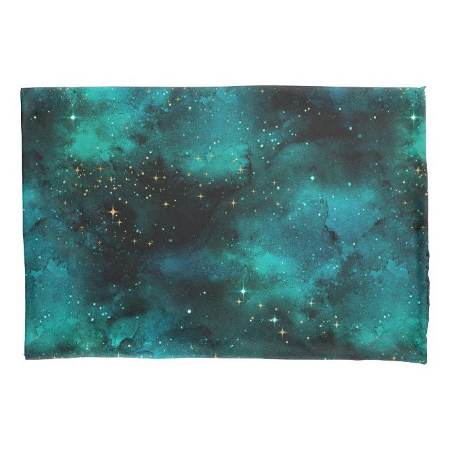 Teal Galaxy Series Design 1  Pillowcase (Front)