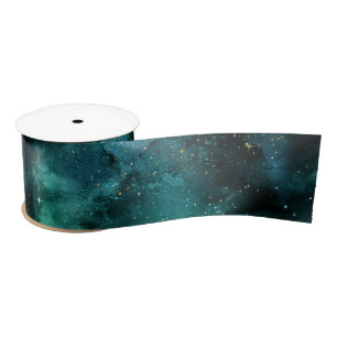 Teal Galaxy Series Design 1  Satin Ribbon