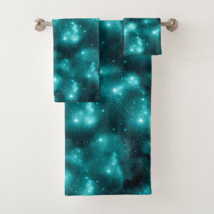 Teal Galaxy Series Design 3 Bath Towel Set