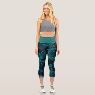 Teal Galaxy Series Design 4 Capri Leggings