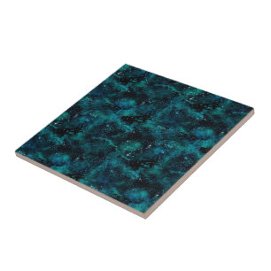 Teal Galaxy Series Design 4  Ceramic Tile
