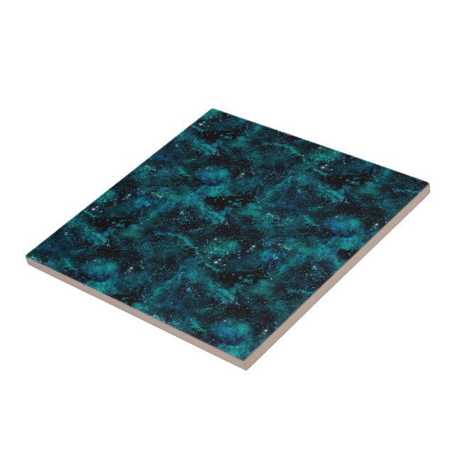 Teal Galaxy Series Design 4  Ceramic Tile (Side)