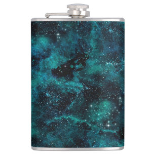 Teal Galaxy Series Design 4  Hip Flask