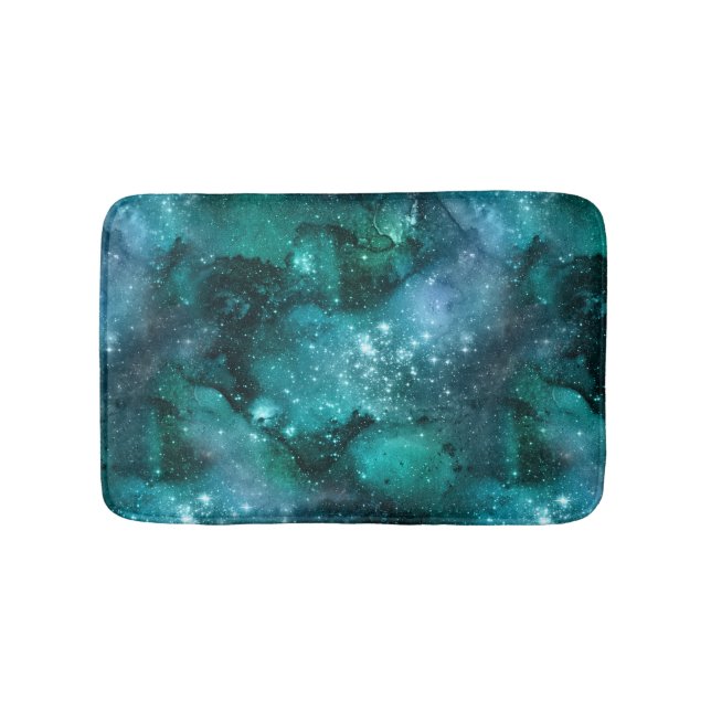 Teal Galaxy Series Design 6  Bath Mat (Front)