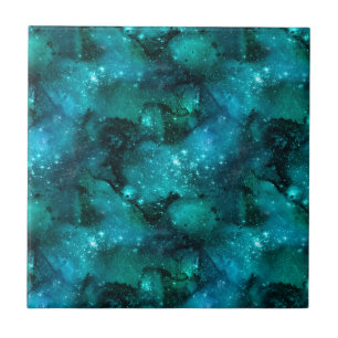 Teal Galaxy Series Design 6   Ceramic Tile