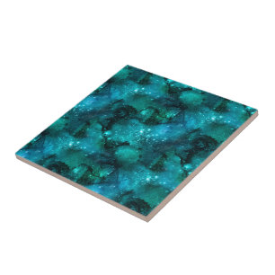 Teal Galaxy Series Design 6  Ceramic Tile