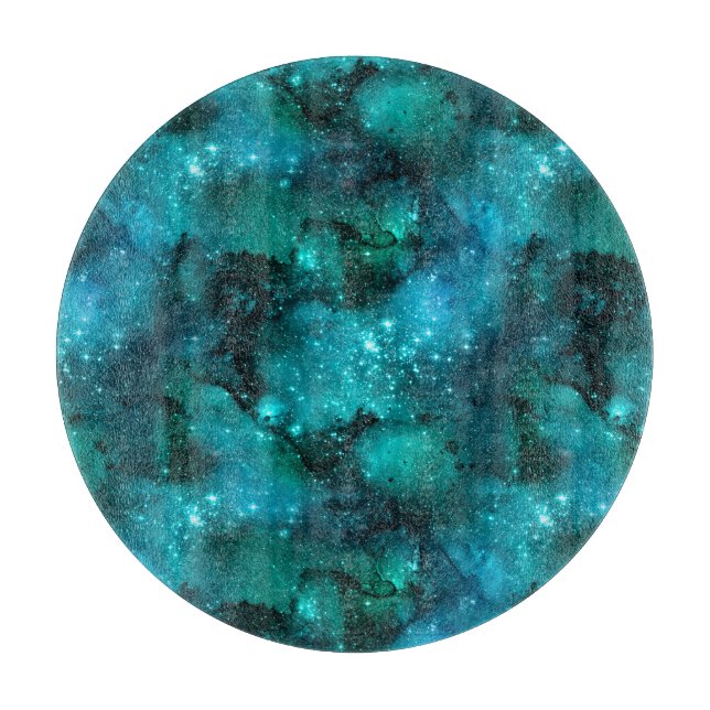 Teal Galaxy Series Design 6  Cutting Board (Front)