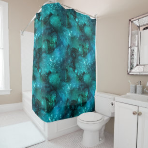 Teal Galaxy Series Design 6 Shower Curtain
