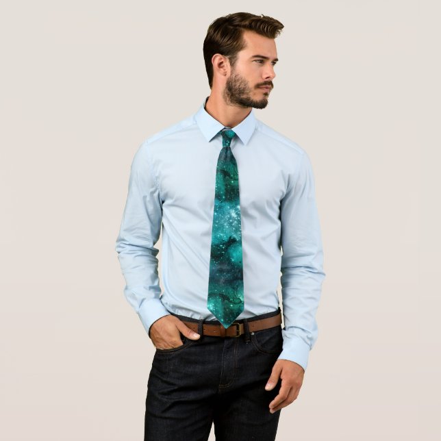 Teal Galaxy Series Design 6  Tie (In Situ)