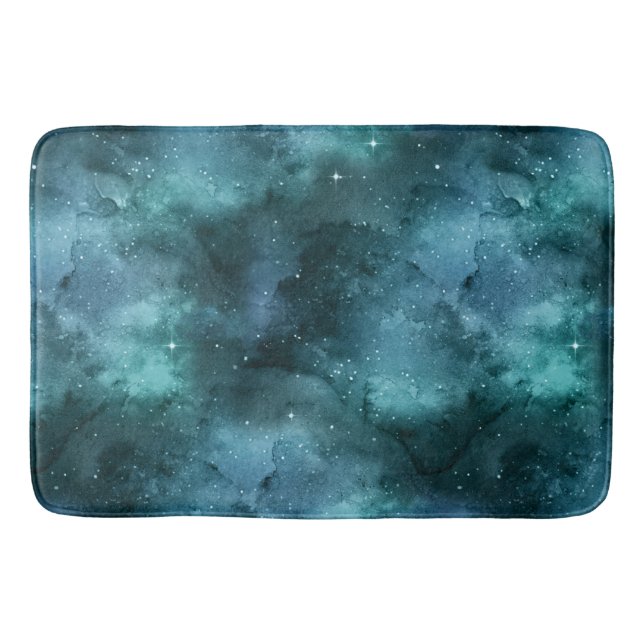 Teal Galaxy Series Design 7 Bath Mat (Front)