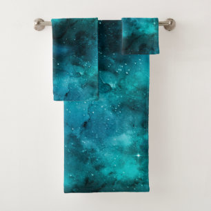 Teal Galaxy Series Design 7 Bath Towel Set