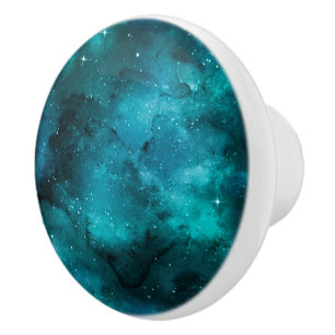 Teal Galaxy Series Design 7 Ceramic Knob