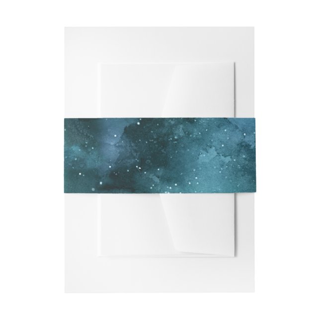 Teal Galaxy Series Design 7 Invitation Belly Band (Front Example)