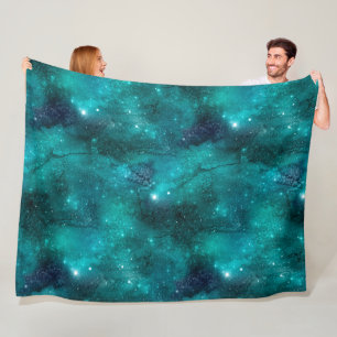 Teal Galaxy Series Design 8  Fleece Blanket