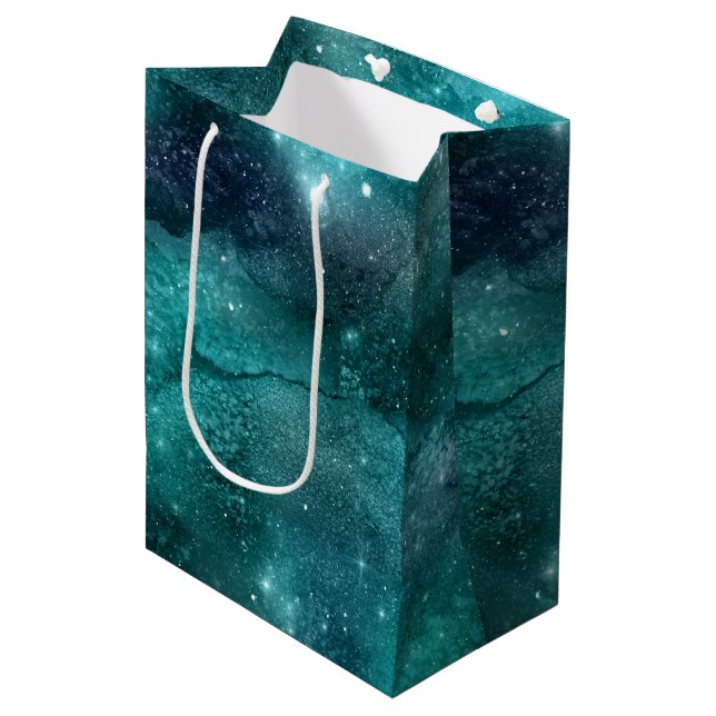 Teal Galaxy Series Design 8  Large Gift Bag (Front Angled)